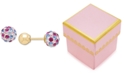 Macy's Children's Pink and Blue Crystal Ball Stud Reversible Earrings in 14k Gold